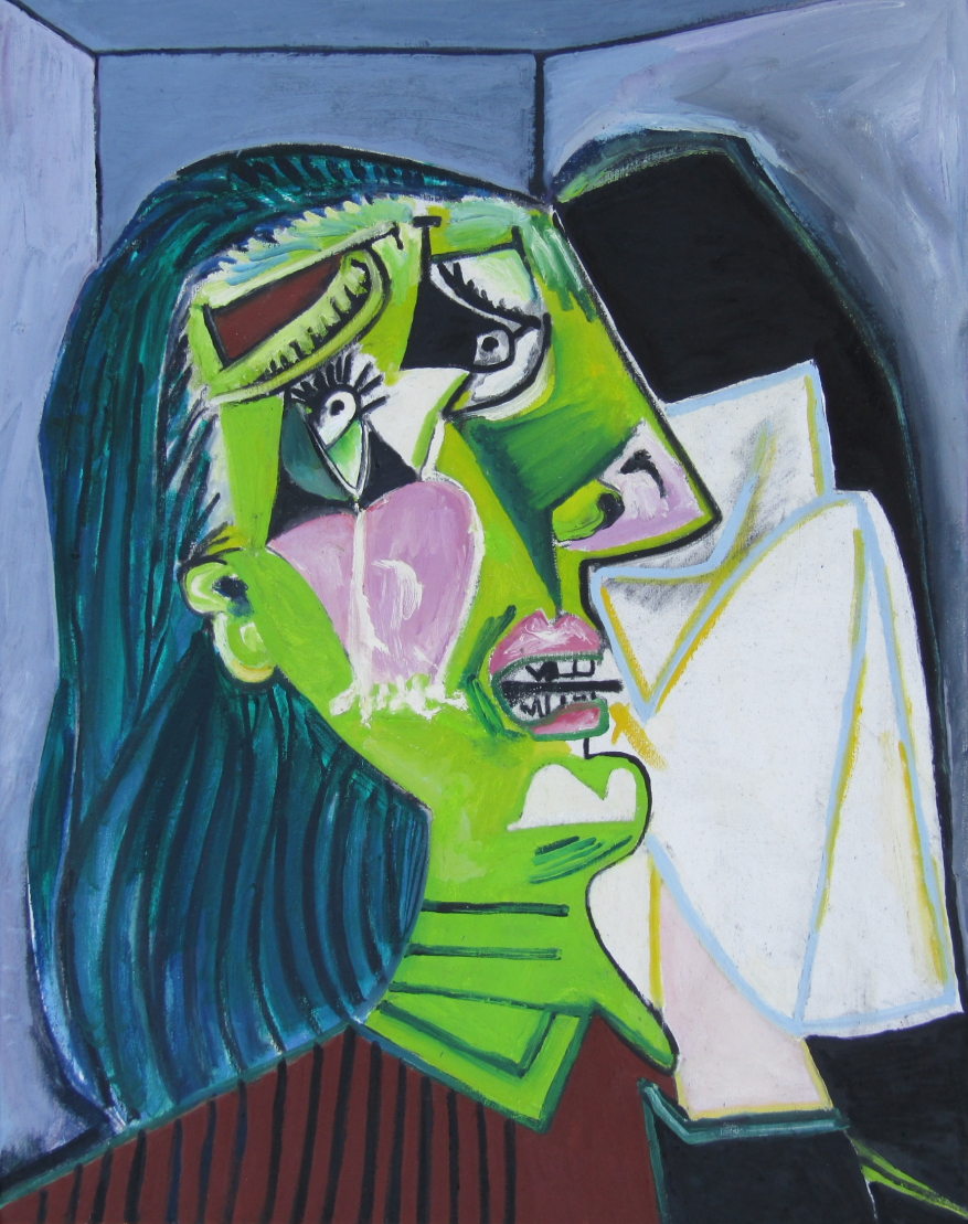 weeping woman with handkerchief